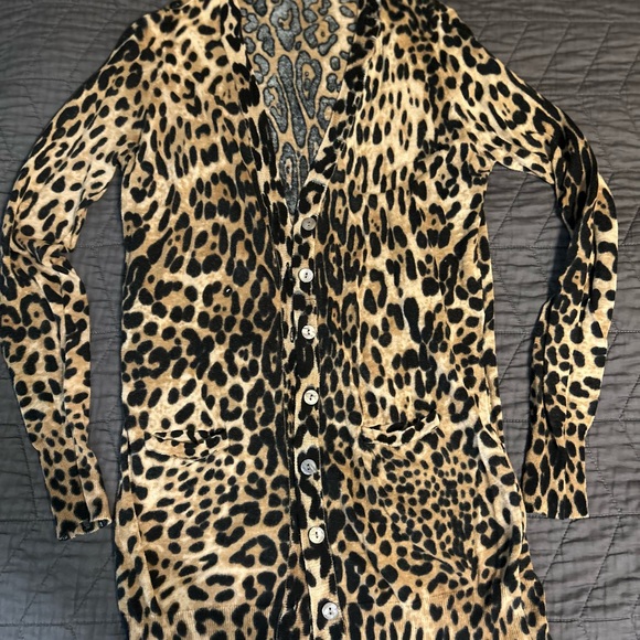 Sweaters - Leopard Print Button-Front Cardigan
